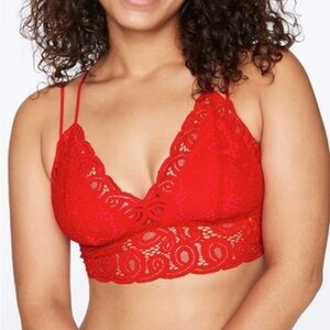 Victoria’s Secret PINK Unpadded Red Colored Lace Bralette SIZE LARGE